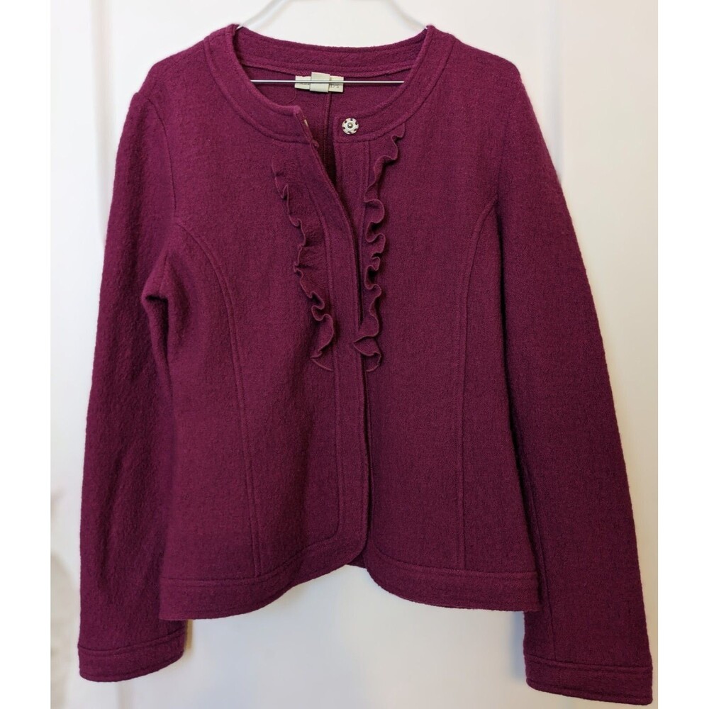 Wool Blazer S magenta Purple button ruffle Goblin Twee Cottagecore Fairy Whimsy